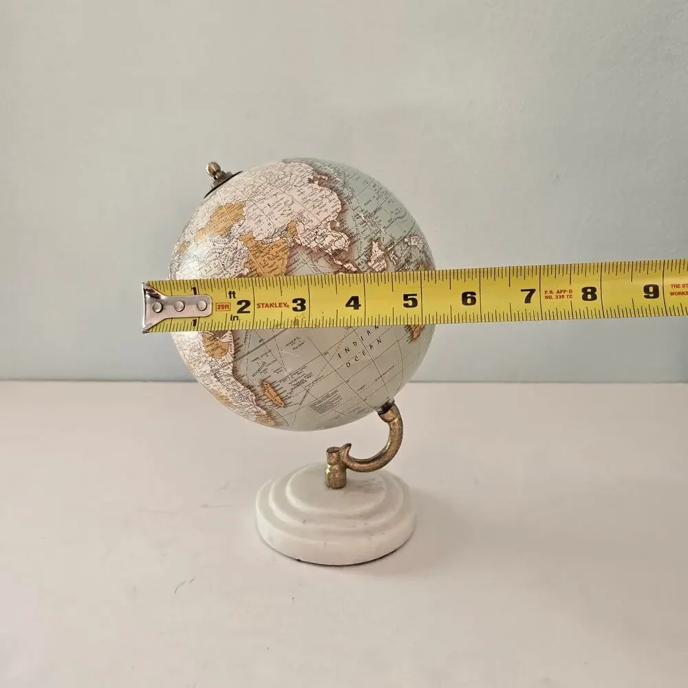 World Map Globe with White Marble Base Small Dorm Office Classic Bookshelf